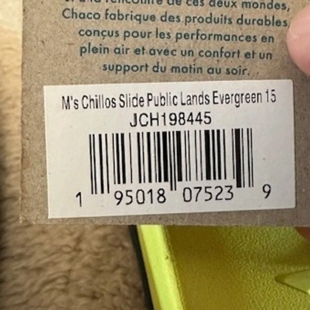 Chaco Chillos Slide Public Lands Evergreen Lime Green Mens 15 Sandals JCH198445